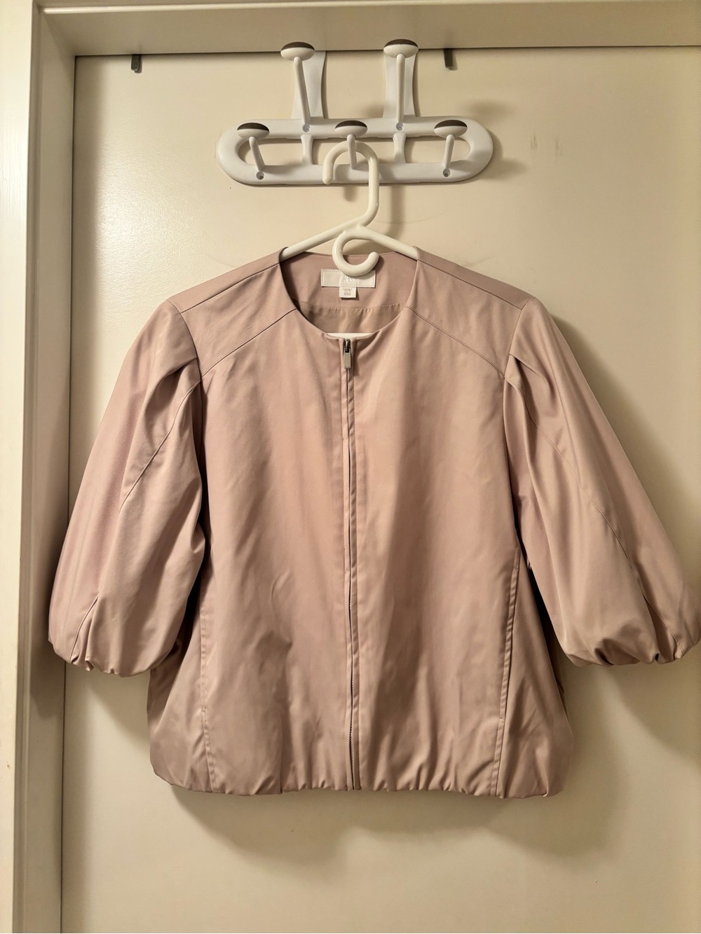 Zara Pale Pink Zip-Front Nylon Jacket